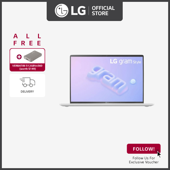 LG 14Z90RS gram Style 14" WQXGA+ Anti-glare OLED Display with 13th Gen Intel® Core™ i5 Processor, 16GB RAM & 512GB NVMe™ Gen 4 with Dual SSD + Free Delivery Free VERBATIM 512GB Vx560 External SSD*Wort