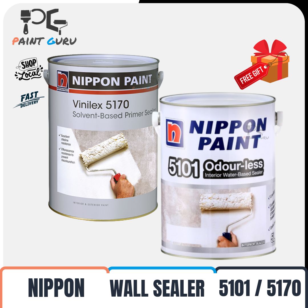 [5L/ 20L] Nippon Paint Wall Sealer Interior and Exterior 5101 Odour-less Water-Based Vinilex 5170 Oil-Based White